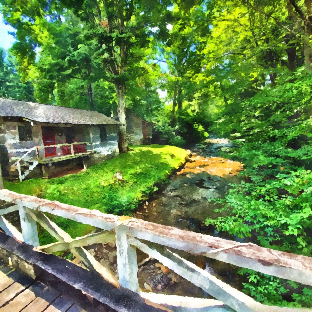 Pioneer Village cabin along Campbell Creek